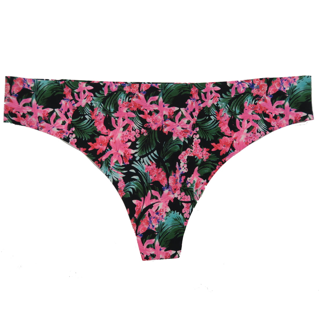 Sweet Allure - Women's Tropical Flower Print Seamless Thong Panties (6 ...