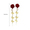 thumbnail image 3 of Momihoom Red Bow Earrings Gold Red Ribbons Bow Flowers Long Tassel Drop Dangle Earrings Dainty Rose Pearl pendant Stud Earrings Velvet Hypoallergenic Pierced Earrings Jewelry Gifts for Women, 3 of 6