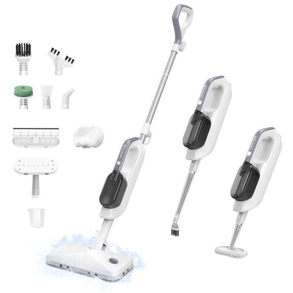 10-in-1 Steam Mop, Handheld Steamer for Tile, Hardwood, Laminate Floor, Quick Heat Up, Reusable Pads, Home Floor Cleaning D7
