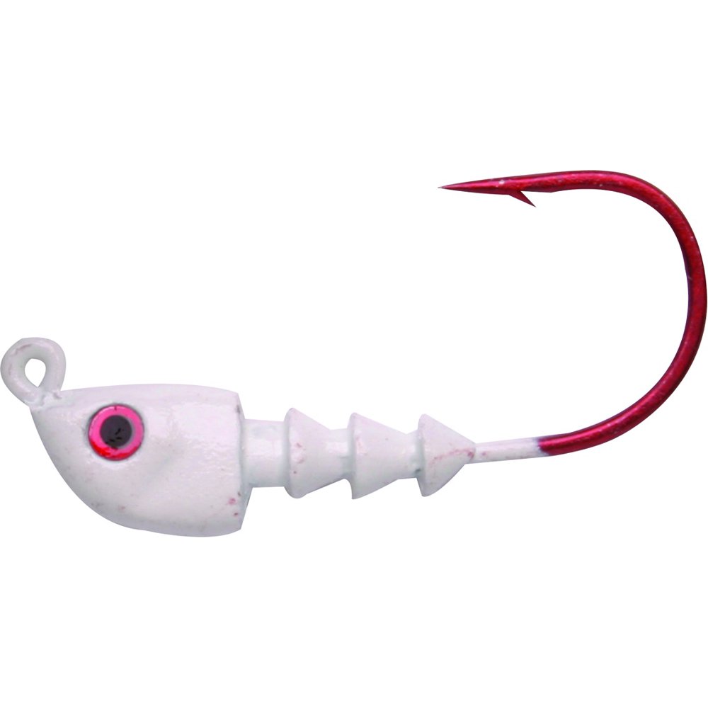Bass Assassin Red Hook Freshwater Fishing Jighead, White, 1/4 Ounce, 4