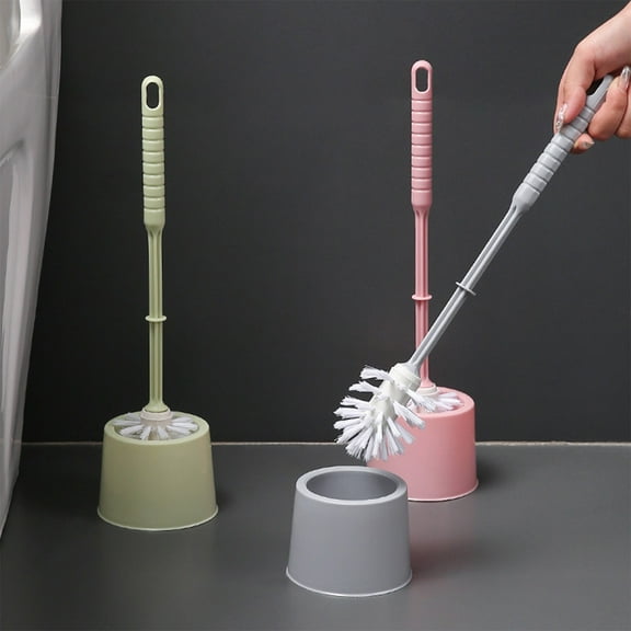 Leodye Compact Toilet Brush & Holder, Stainless Steel Handle, Space Saving for Storage, Deep Cleaning, Drip-Proof, Easy to Assemble, Nylon Bristles