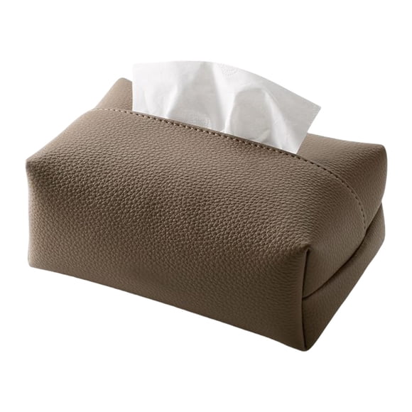 Leather Tissue Box Cover 18 cm x 12 cm x 7.5 cm Artificial Leather Tabletop Paper Organizer for Home Restaurant or Car