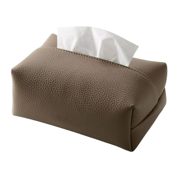 Btomtd Leather Tissue Box Cover for Hotel Settings with Tabletop Paper Dispenser Organizer Tissue Box Holder for Dining Room, Gray