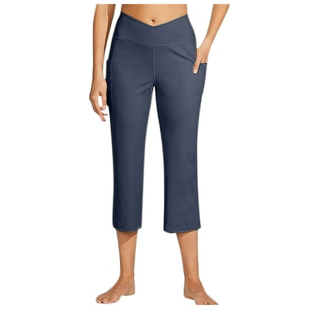 MQLKF Women s Yoga Capris Pants High Waist Leggings Straight Leg Athletic Exercise Workout Crop Capris 21  Comfortable Breathable Sporty Women s Yoga Pants