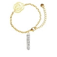 thumbnail image 2 of Delight Jewelry Silvertone Sisters Best Friends Forever Bar Gold-tone Flower Link Chain Bracelet, 6.75"+2" Extender, 2 of 4