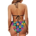 thumbnail image 6 of Chririnla Neon Pineapple Print Halter Neck Two Piece Bikini - Sexy Tie Side Triangle Swimsuit for Beach Vacation & Pool Party, Quick Dry & Figure Hugging, 6 of 9