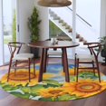 thumbnail image 3 of Round Area Rugs 8 Feet - Farm Spring Garden Sunflower Soft Indoor Throw Rugs Carpets for Living Dining Bedroom Kids Room Non-Slip Playroom Crawl Rug Floor Mats Floral Green Leaves Blue Sky, 3 of 9