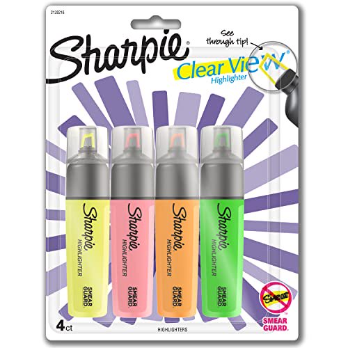Sharpie Highlighter, Clear View Highlighter with SeeThrough Chisel Tip