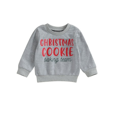 

Mioliknya Baby Christmas Sweatshirts Long Sleeve Gift/Letter Print Pullover