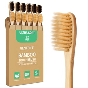 Genkent Bamboo Toothbrush, 12 Pack Ultra Soft Bristles