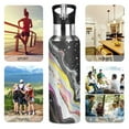 thumbnail image 7 of Yayeee 33oz Insulated Water Bottle Double Wall Stainless Steel with Flip Straw Lid, Colorful White, 7 of 7