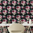 thumbnail image 2 of Ambesonne Floral Goth Art Peel & Stick Wallpaper for Home, Skulls Bouquet Art, 13"x100", Pale Ruby Laurel Green, 2 of 5