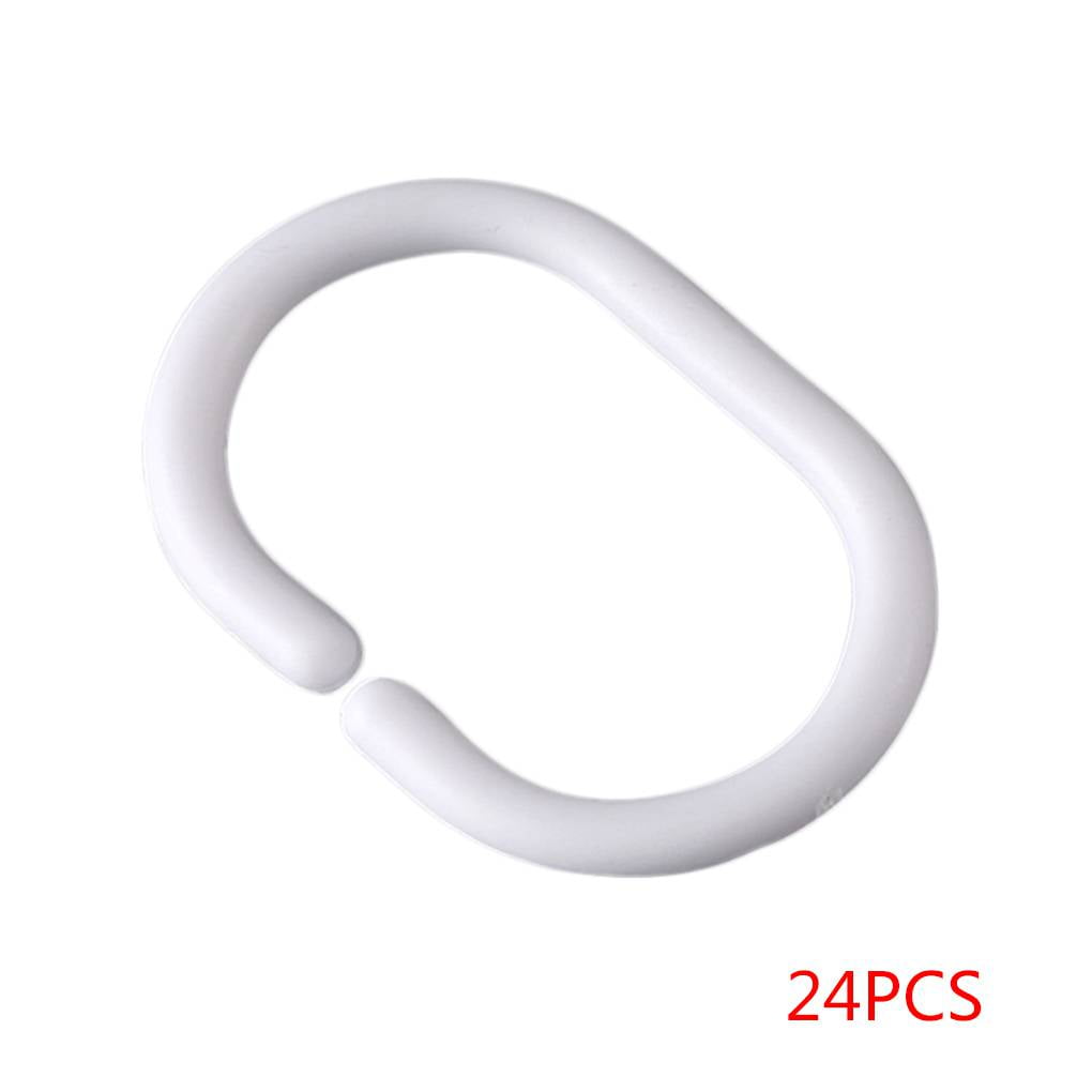 12pcs Useful Shower Curtain White Plastic Hook Set Rings C Shape NP2 