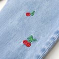 thumbnail image 3 of Grblisyd Jeans for Girls Cute Baggy Pants Wide Leg High Waisted Trousers with Pocket Fashion Cherry Embroidery Denim Pants Back to School Clothes, 3 of 5