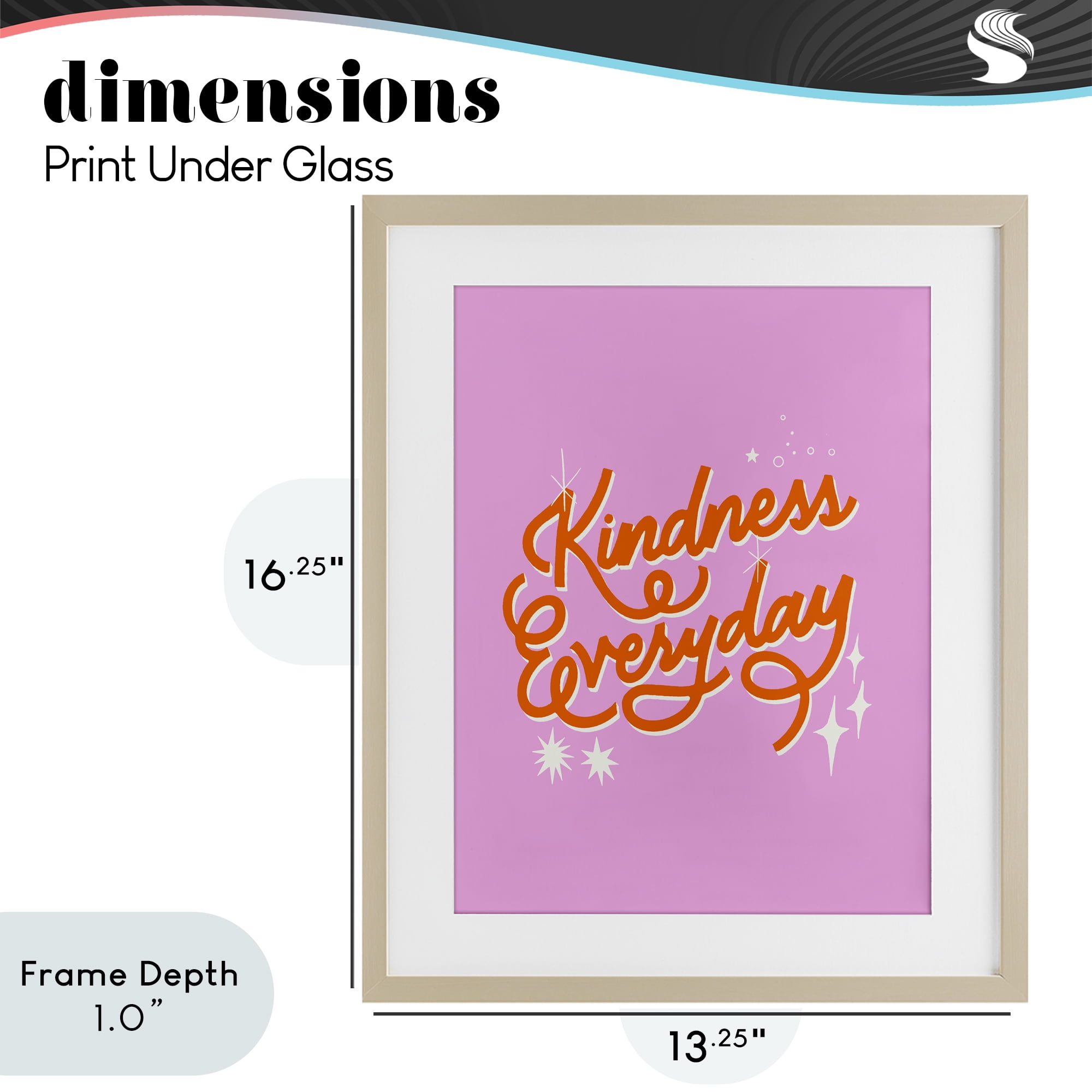 Stupell Industries Cursive Kindness Everyday Birch Framed Print Under Glass, design by Indira Prieto | IndySign