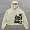 thumbnail image 2 of HNMKIU All Need Felpa Donna Con Cappuccio Giacca Con Stampa Lettere Sweatshirt Punk Streetwear Graphic Hoodies Beige,L, 2 of 3