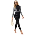 thumbnail image 5 of IBTOM CASTLE Womens Muslim Islamic Long Sleeve Burkini Swimsuits Swimwear Modest Hijab Top+Pants Rashguard Full Cover Floral Bathing Suit 3XL Black + White Plaid, 5 of 8