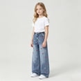 thumbnail image 2 of CAUYDY Girls Jeans Baggy Cute Kids Y2K Denim Pants with Pockets High Waisted Embroidered Trousers Gift for Children Sizes 5-6 Years, 2 of 9