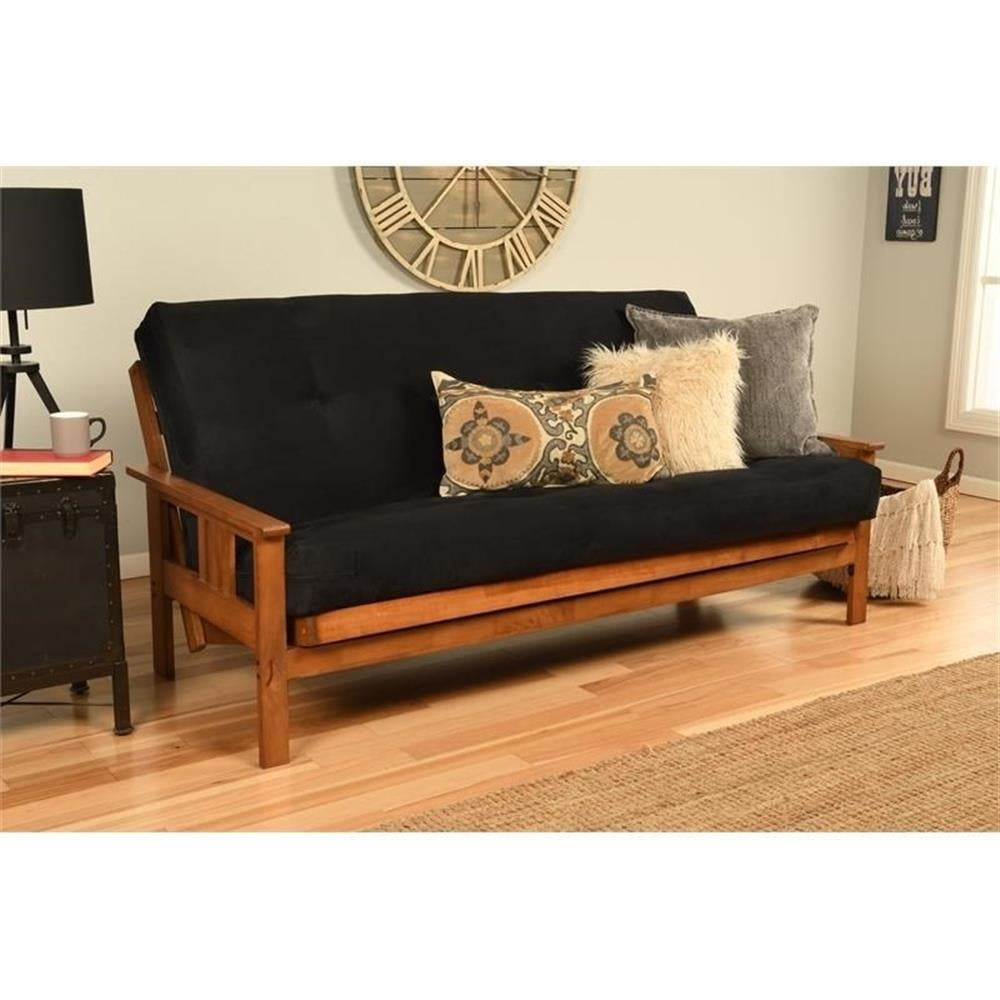 Full-size Suede Fabric Futon Mattress in Black-Frame Not Included