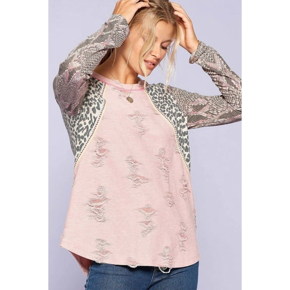 Pre-damaged Color-block Tee