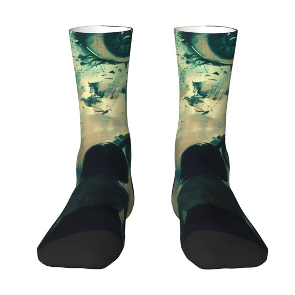 Uemuo Eyes Watching In The Dark Pattern Women's Crew Socks, Soft Durable Breathable Moisture-Wicking with Odor Control Cotton socks