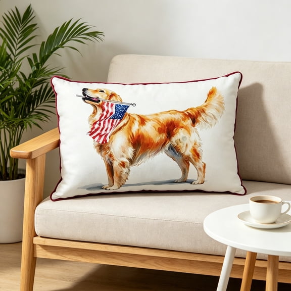 Throw Pillow 4th Of July Patriotic Cushion, Independence Day Star Stripe Sham For Couch Bed, Red White Blue Sofa Decor, 1 Cover