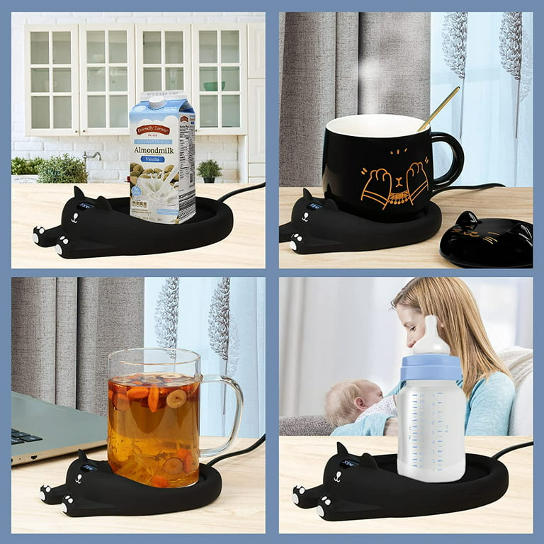  Bgbg Coffee Mug Warmer & Cute Cat Mug Set, Beverage Cup Warmer  for Desk Home Office with Three Temperature Up to 140℉/ 60℃, Coffee Warmer  for Cocoa Milk Tea Water Candle