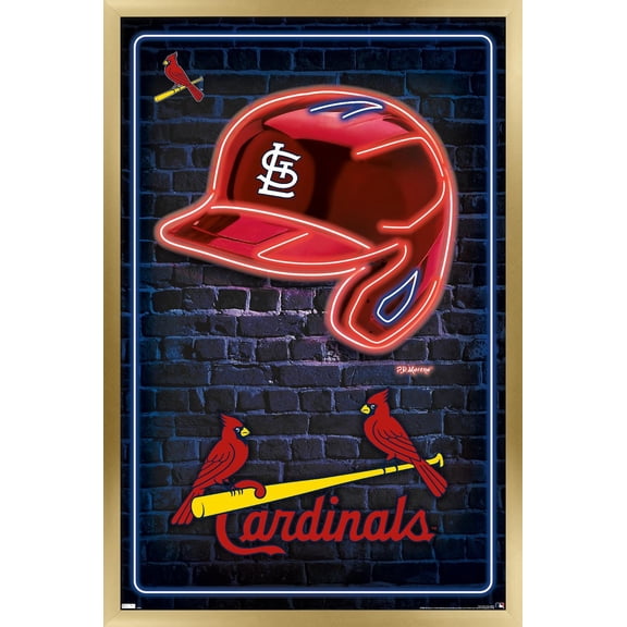 MLB St. Louis Cardinals - Neon Helmet 23 Wall Poster, 22.375" x 34" Framed