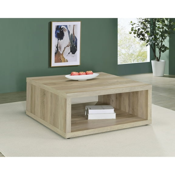 Coffee Tables Flint Distressed Pine Square Engineered Wood Coffee Table,End Tables