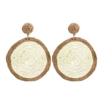 KDSJSXW Pearl Necklace And Earring Set Rattan Earrings Rattan Ball Ring Pendant Earrings Women's Handmade Earrings Braided Rattan Raffia Earrings Summer Beach Accessories Gifts (Beige,One Size)