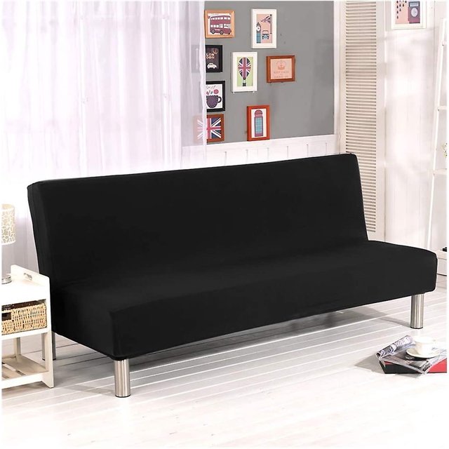 Funda elástica Clac para sofá de 3 plazas, manta de color liso para sala de estar, color negro