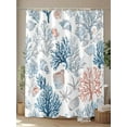 thumbnail image 4 of Fsddascl Red Blue Coral Shower Curtain Set - 66" x 72" Washable Bathtub Curtain with 12 Hooks, Summer Ocean Coastal Starfish Shells Waterproof Fabric Stall Shower Curtains for Bathroom/Bathtub, 4 of 6