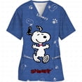 thumbnail image 4 of Ropa de mujer Estampado de dibujos animados de Snoopy Cuello en V Ropa de trabajo para mujer Tops Manga corta Con bolsillos Uniforme médico de enfermería, 4 of 5