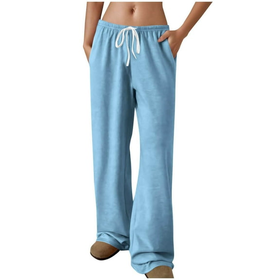 SwiftWear Women's Drawstring Wide Leg Pants with Pockets, Elastic Waist Athletic Lounge Wear, Comfortable Casual Sweatpants S-2XL