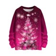 thumbnail image 2 of Cárdigan informal de cuello redondo para mujer, estampado navideño, manga larga, jersey de punto de poliéster para mujer, 2 of 7