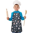 thumbnail image 2 of Dark Blue Princess Castle Pattern Kids Aprons for Girls and Boys,Adjustable Neck Strap Toddler Aprons for Kids Cooking Baking, 2 of 7