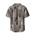 thumbnail image 5 of Uemuo Wooden Texture Pattern Cotton Linen Short Sleeve Shirts,Casual Lightweight Button Down Shirts,Vacation Beach Summer Tops-Medium, 5 of 7