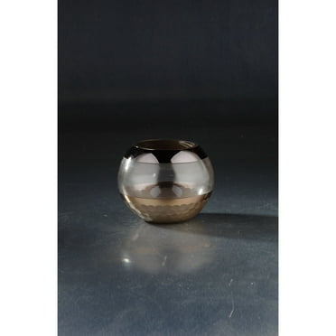CC Home Furnishings Spherical Hand Blown Glass Vase - 6" - Brown and Clear
