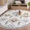 thumbnail image 3 of Safavieh Moroccan Tassel Larry Geometric Shag Area Rug, Ivory/Brown, 5'3" x 7'6" Oval, 3 of 14