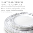 thumbnail image 4 of 40 pc Plastic Dinnerware Set , 20 Dinner Plates and 20 Side Plates , Elegant Fine China Look (Venetian Collection - White/Silver), 4 of 7