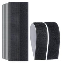 Hook Loop Strips with Adhesive - Industrial Strength Sticky Back Fasteners Hook and Loop Tape for Mounting, Hanging, or Organizing Items Indoors or Outdoors | Black, 12 Pairs 1x7 Inch