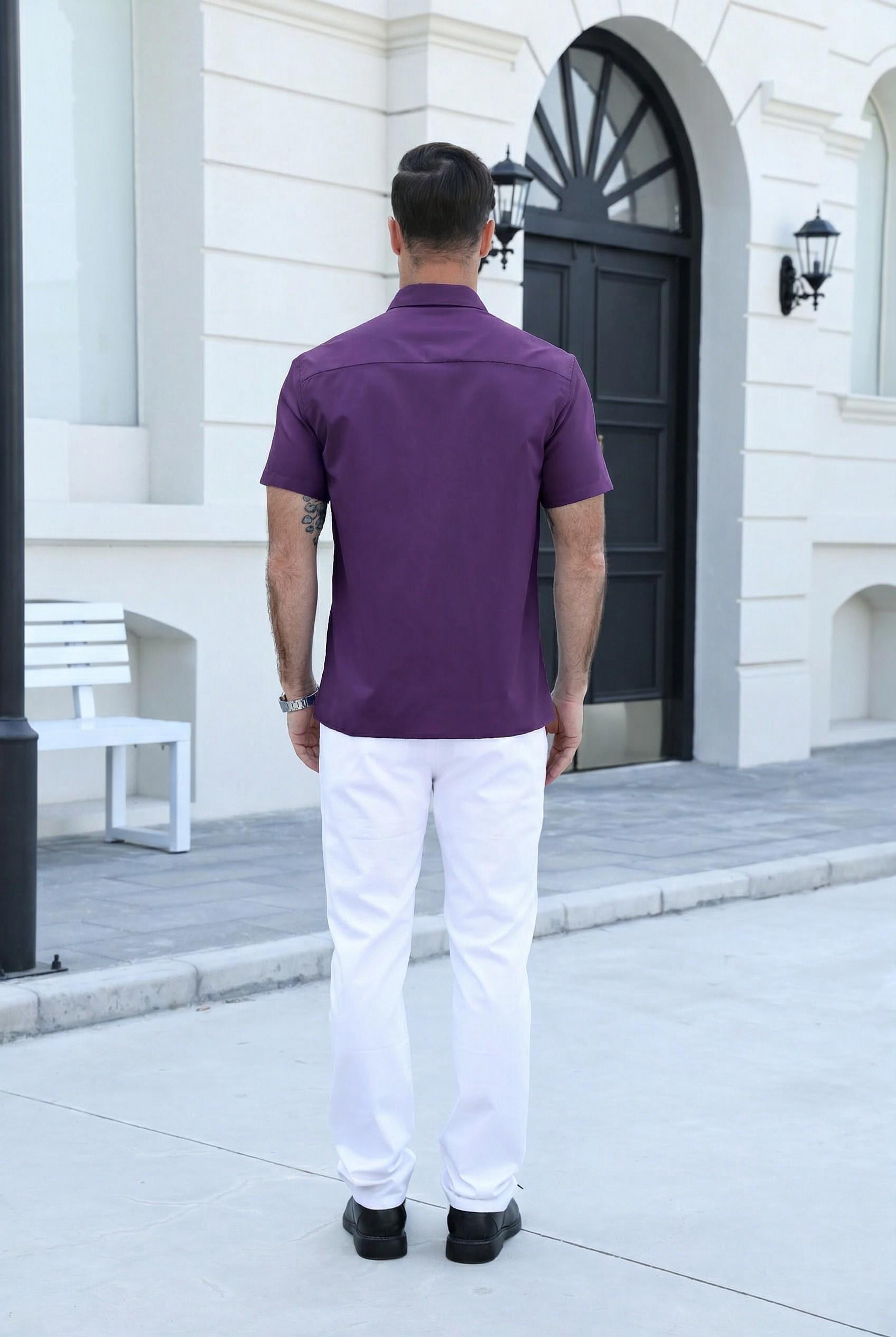 COOFANDY Men's Lightweight Breathable Short Sleeve Shirt, 100% Polyester, Easy-Care Wrinkle-Resistant for Daily Casual and Office Wear