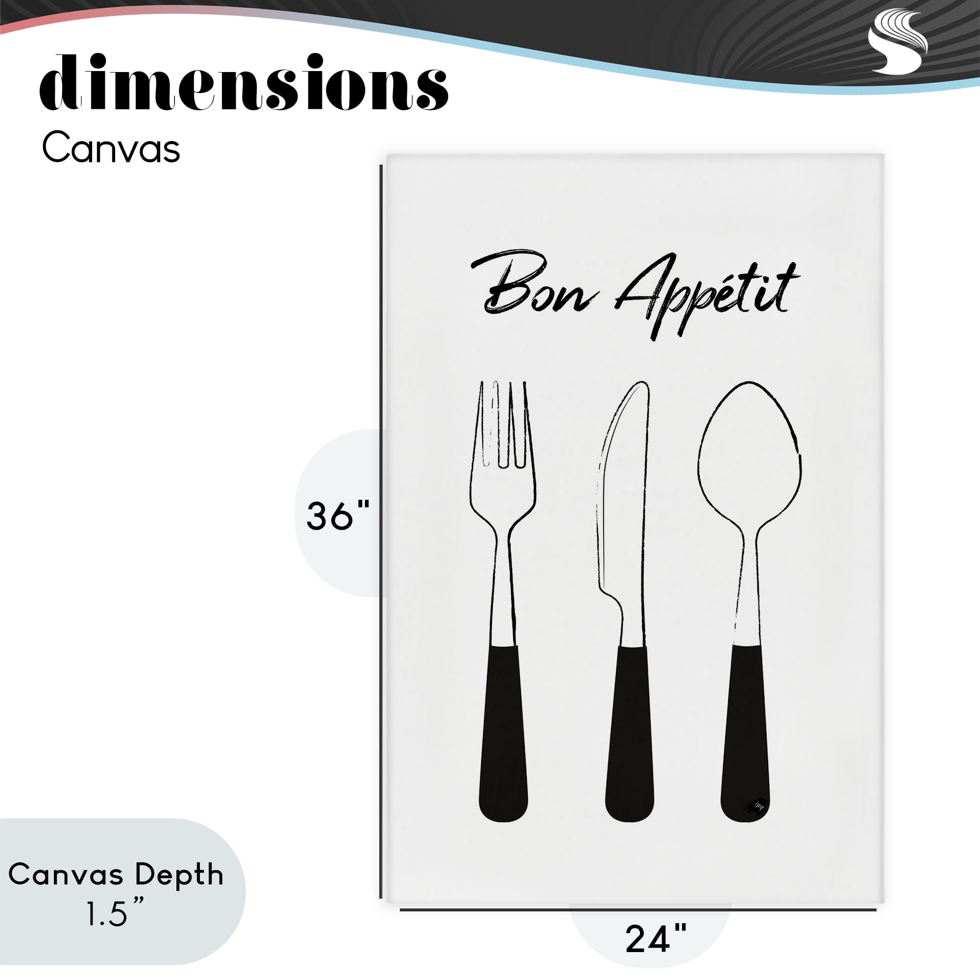 Stupell Industries Bon Appetit Fork Knife Spoon Canvas Wall Art, design by Martina Pavlova