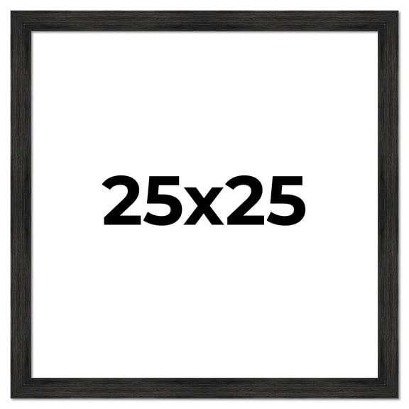 25x25 Frame Black Rustic Barnwood Solid Wood Picture Frame | 1.5 Inch Moulding Width | Includes UV