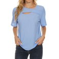thumbnail image 2 of Vedolay Womens Short Sleeve Tops Womens Short Sleeve Tops Dolman V Neck T-Shirts Summer Casual,Sky Blue XXL, 2 of 5