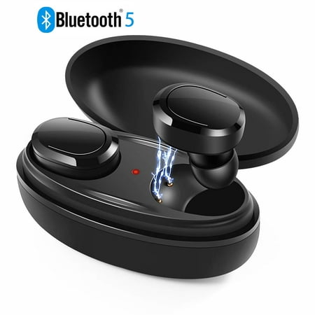 Wireless Earbuds, Bluetooth 5.0 TWS Headphones, Auto Pairing Sweatproof Wireless Earphones with Stereo Hi-Fi Sound, Noise Cancellation Bluetooth Earbuds with Charging Case & Mic,