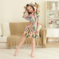 thumbnail image 3 of FORMRS Niños Bathrobe Unisex Hooded Robe Soft Plush Pajamas Sleepwear, Size 4-6T, Pink Colorful Circles, 3 of 7