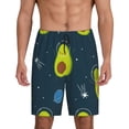 thumbnail image 3 of Lsque Avocado in Space Mens Sleep Pajama Shorts,Short Pajama Pants, Cotton Ultra-Soft Knit-Small, 3 of 9