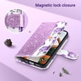thumbnail image 5 of ULAK Case for iPhone 15 Pro Max Wallet, Kickstand Folio Flip Leather Phone Case with Cards Holder for Apple iPhone 15 Pro Max for Women Girls,Glitter Purple Flora, 5 of 9