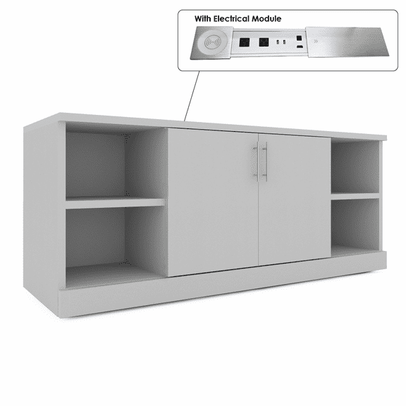 Sol Series Storage Credenza Open Shelves And Doors 24"Dx70"W Cabinet